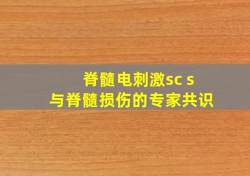 脊髓电刺激sc s与脊髓损伤的专家共识